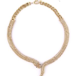 Deepa Gurnani NWOT Gold Serpent Boa Snake Necklace